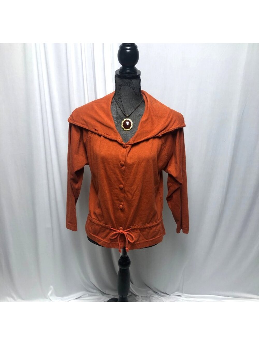 Michael Carrie Shirt Womens Size Medium Rust Orange Button Up Wide Collar Top